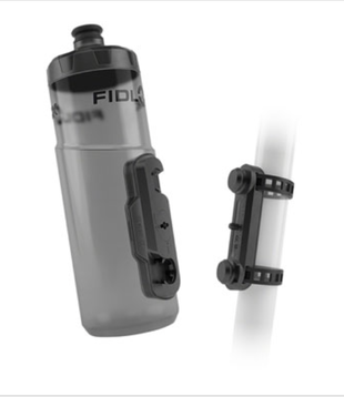 WB0181 Fidlock TWIST Water Bottle Cage Set - Universal Base Mount, Strap-On, 600ml, Smoke