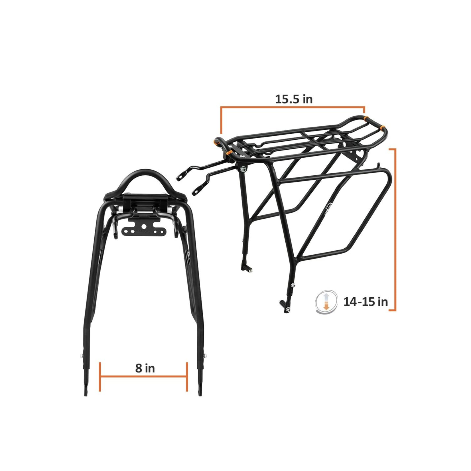 Ibera Bike Rack - Bicycle Touring Carrier Plus+ for Disc Brake Mount, Height Adjustable for 26"-29" Frames