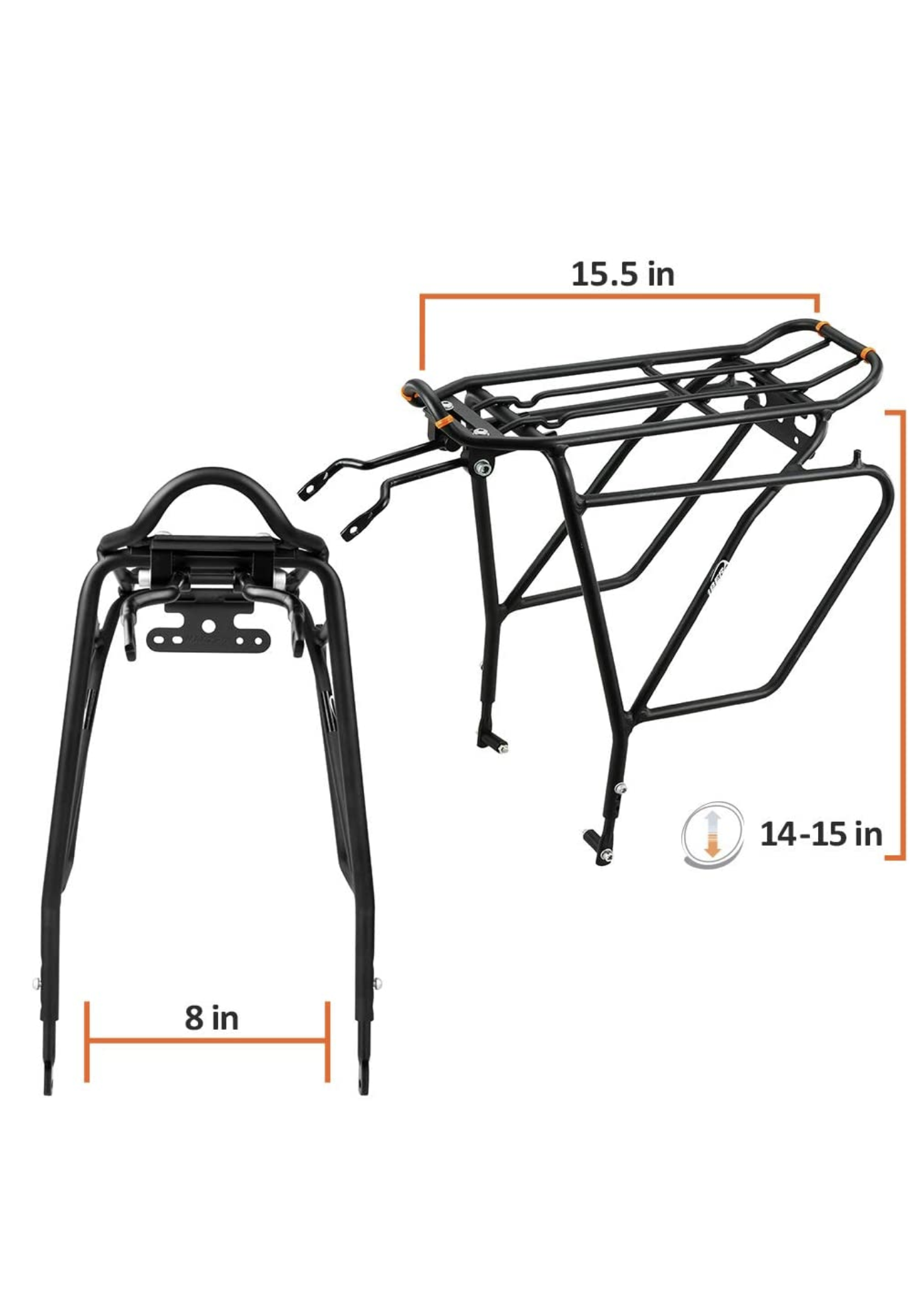 Ibera Bike Rack Bicycle Touring Carrier Plus for Disc Brake Mount Height Adjustable for 26 29 Frames St. George Ebikes LLC