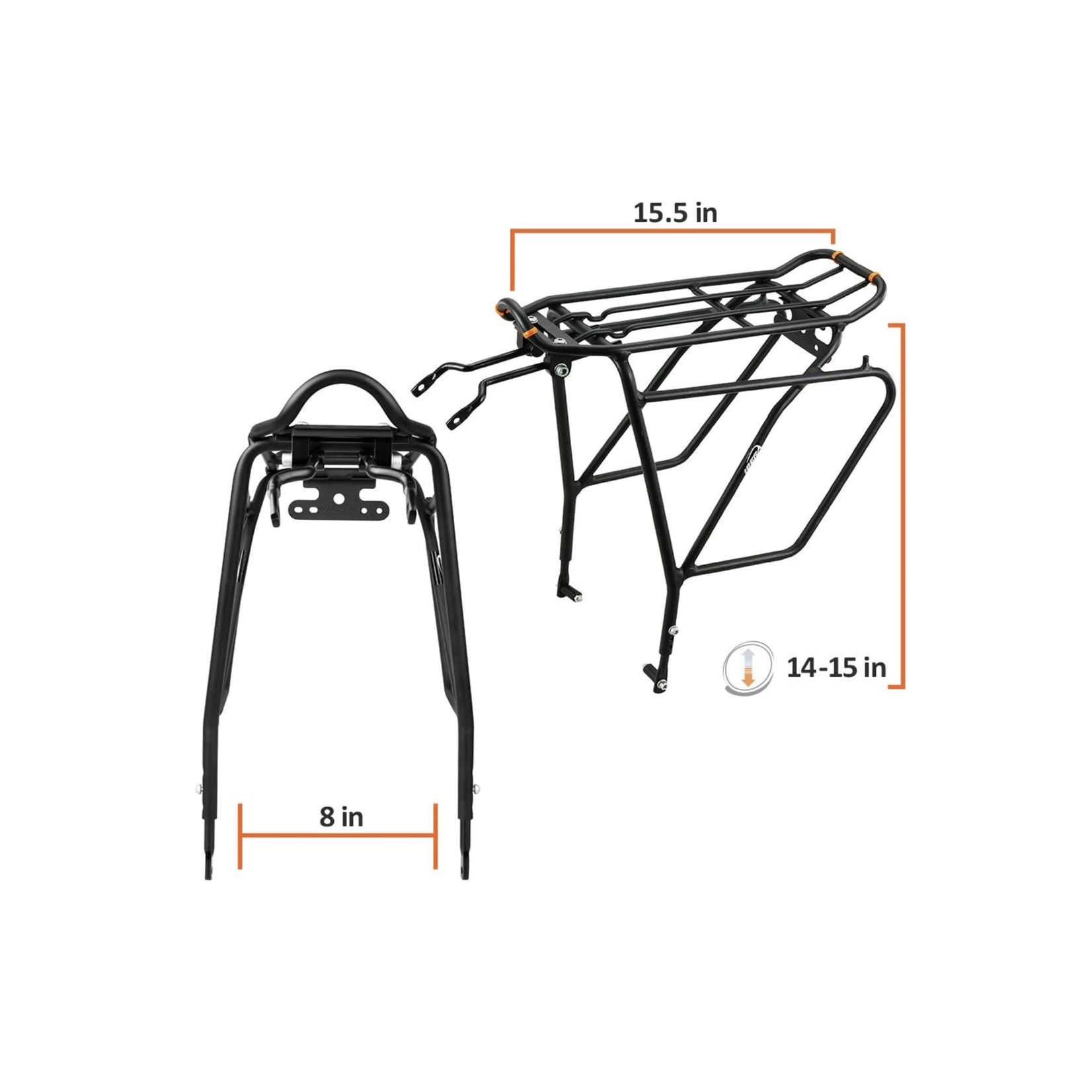 Ibera Bike Rack - Bicycle Touring Carrier Plus+ for Disc Brake Mount, Height Adjustable for 26"-29" Frames