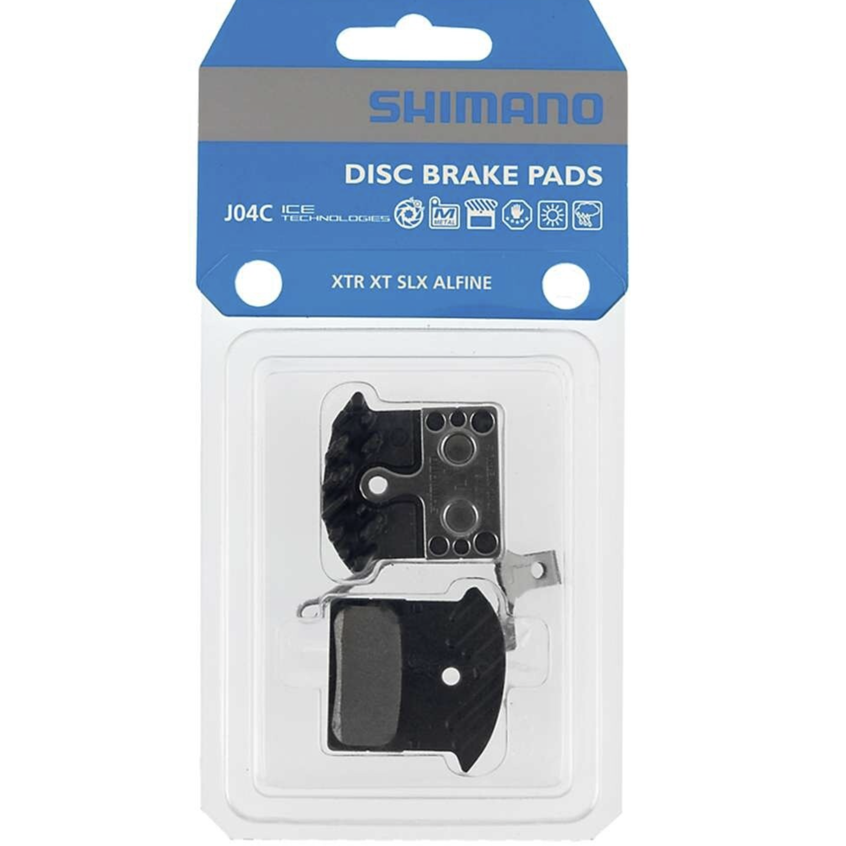 SHIMANO Shimano J04C Metal Disc Brake Pads with Fin - Fits XTR BR-M9020, XTBR-M8000, SLX BR-M675, SLX BR-M7000, Deore BR-M615, BR-R517