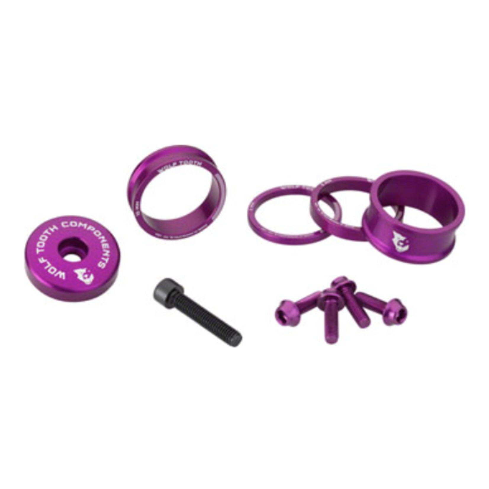 HD0273 Wolf Tooth BlingKit: Headset Spacer Kit 3, 5,10, 15mm, Purple