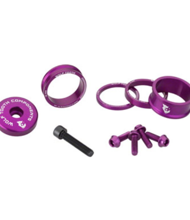 HD0273 Wolf Tooth BlingKit: Headset Spacer Kit 3, 5,10, 15mm, Purple