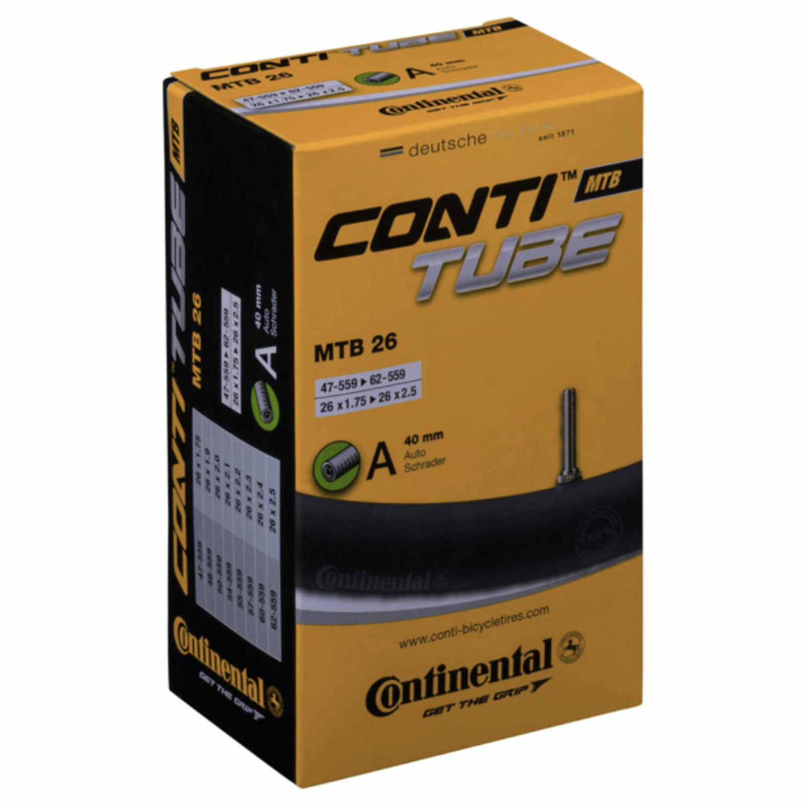 CONTINENTAL TIRES CONTINENTAL - MTB 26 Tube - 26 x 1.75-2.5 in - 40 mm Schrader