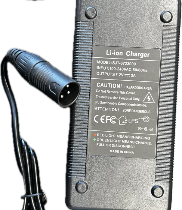 60V 3 Amp 3-Pin Plug Li-Ion Battery Charger 67.2 Output