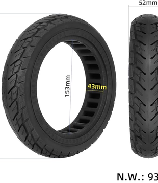 10x2.125 Honeycomb Solid Tire, Air pocket Non-Pneumatic (Fits Segway F-Series)