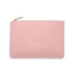 KATIE LOXTON PERF POUCH LIFE IS BEAUTIFUL PINK