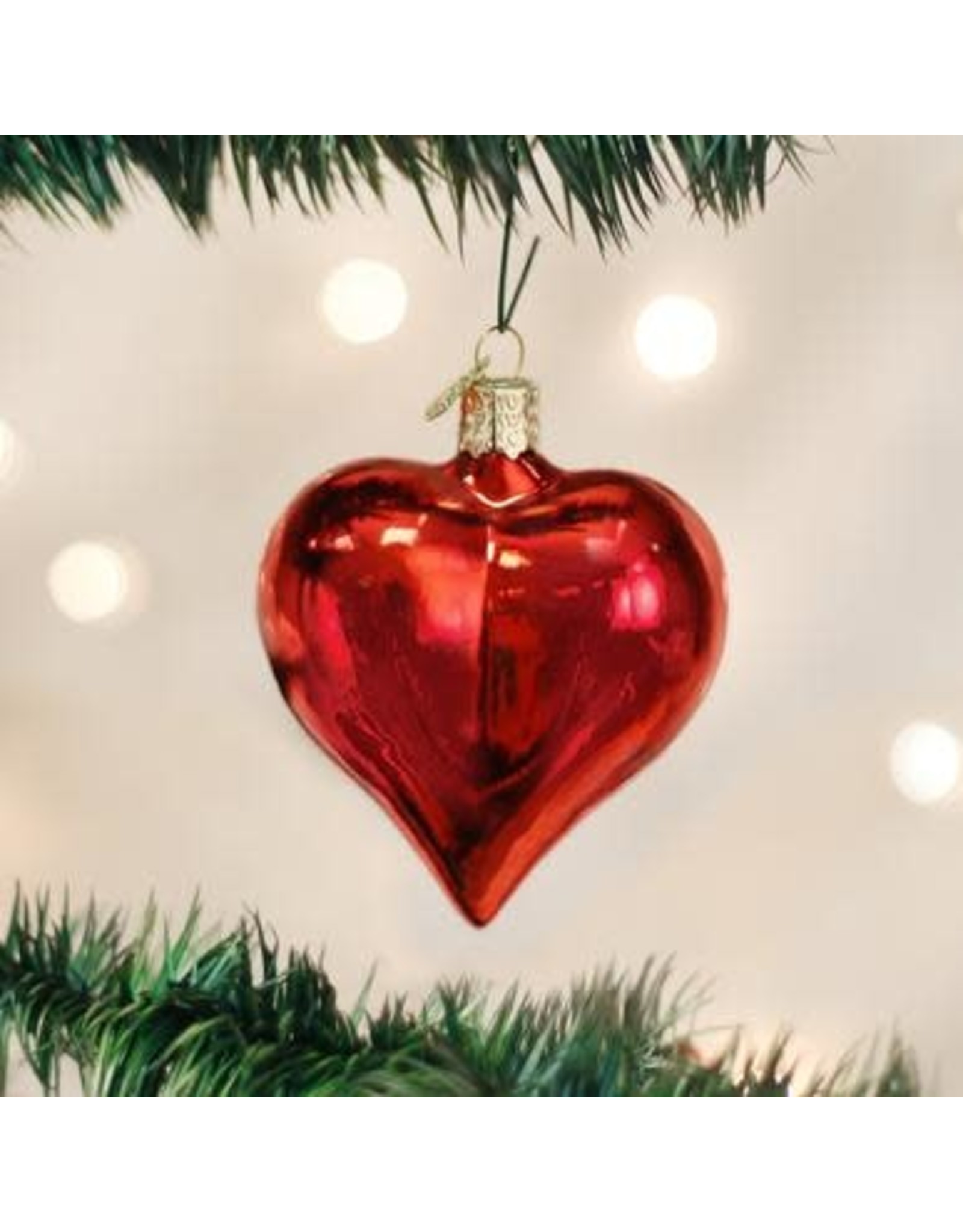 OLD WORLD CHRISTMAS LARGE SHINY RED HEART