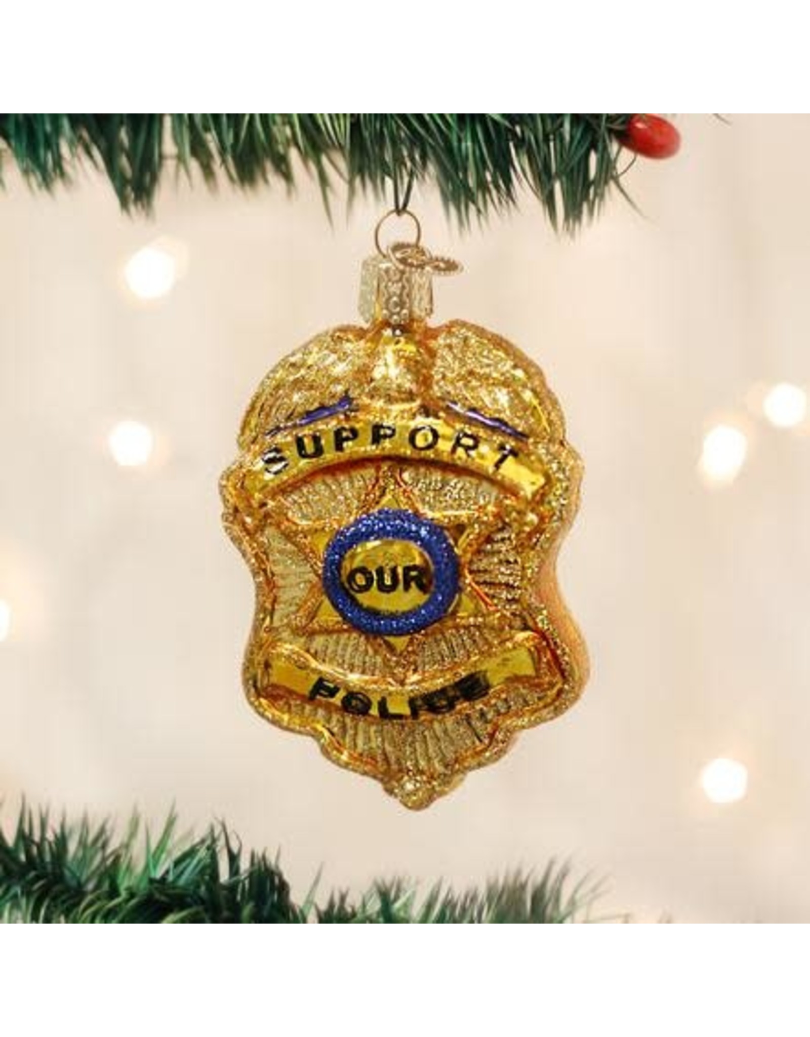 OLD WORLD CHRISTMAS 36129   POLICE BADGE