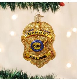 OLD WORLD CHRISTMAS 36129   POLICE BADGE