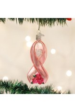 OLD WORLD CHRISTMAS PINK RIBBON WITH ROSES