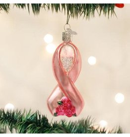 OLD WORLD CHRISTMAS PINK RIBBON WITH ROSES