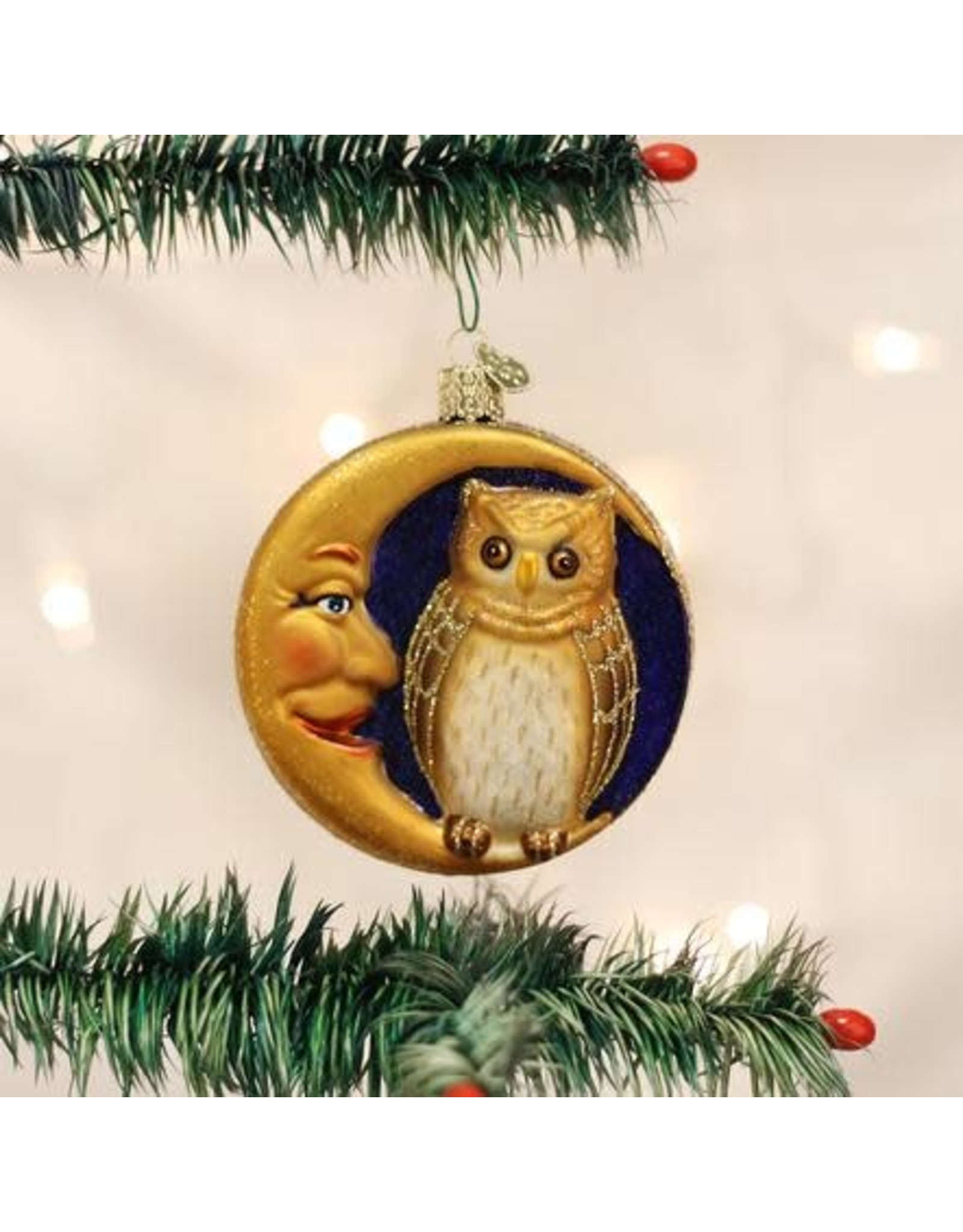 OLD WORLD CHRISTMAS OWL IN MOON