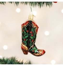 OLD WORLD CHRISTMAS HOLLY BERRY COWBOY BOOT