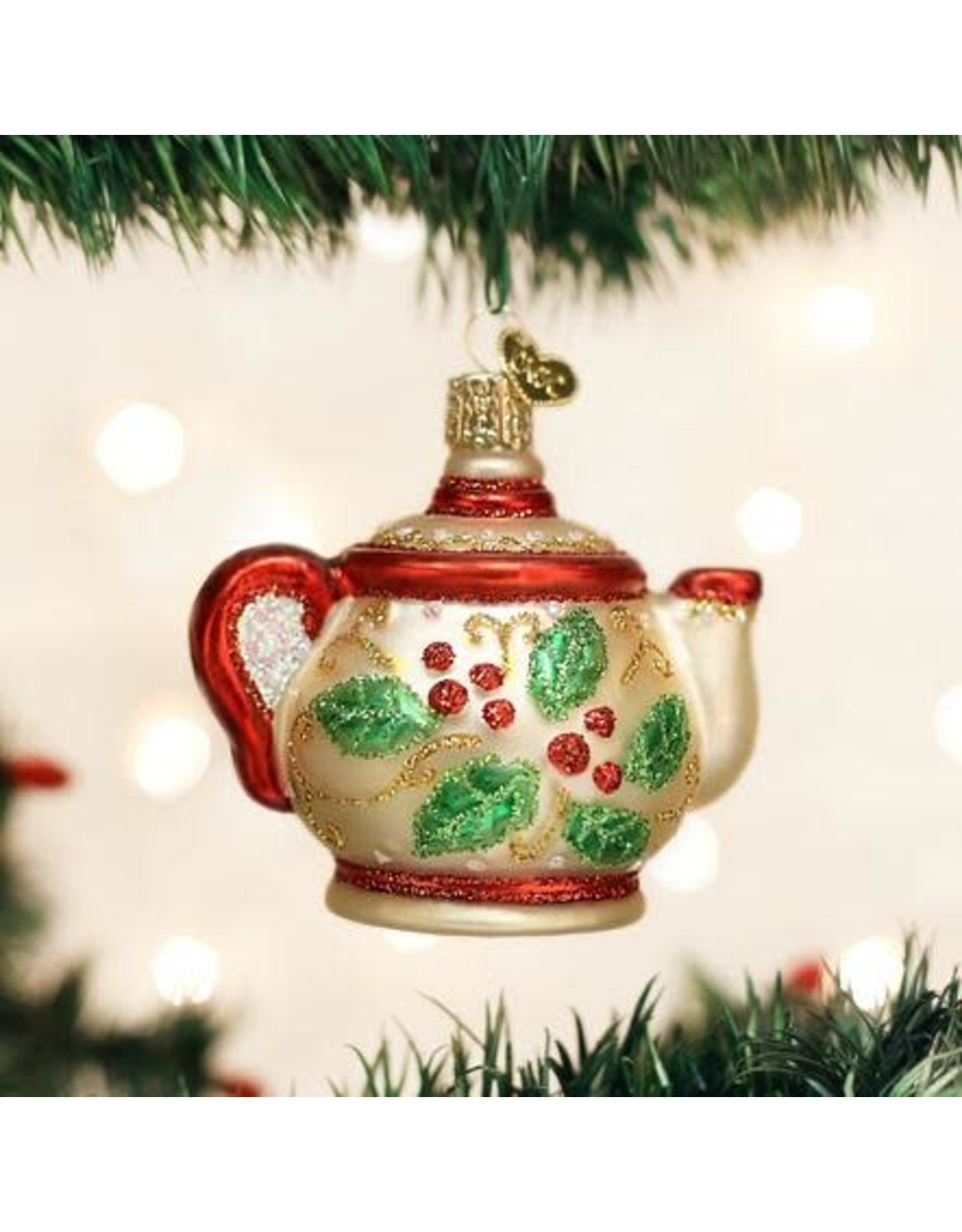 OLD WORLD CHRISTMAS 32247   HOLLY TEAPOT