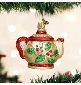 OLD WORLD CHRISTMAS 32247   HOLLY TEAPOT