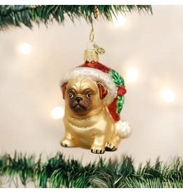 OLD WORLD CHRISTMAS 12430   HOLLY HAT PUG