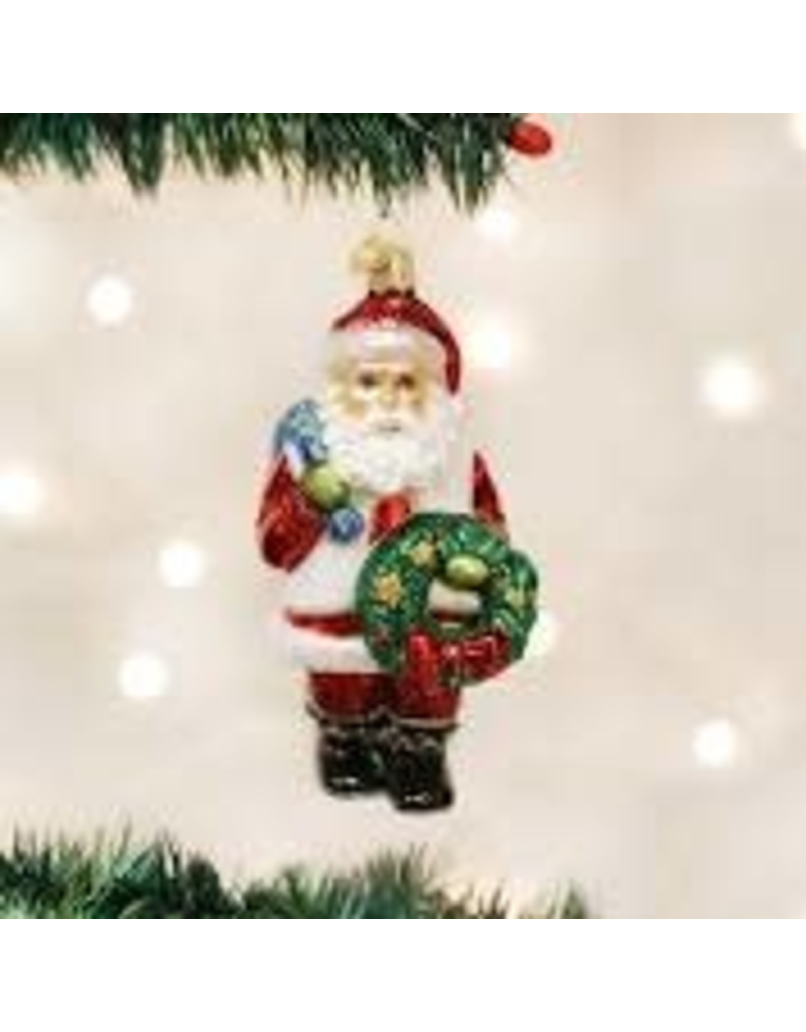 OLD WORLD CHRISTMAS 40279   SANTA WITH WREATH