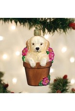 OLD WORLD CHRISTMAS 12559   PUPPY IN FLOWER POT