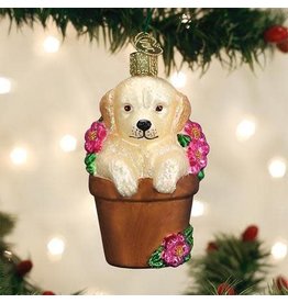 OLD WORLD CHRISTMAS 12559   PUPPY IN FLOWER POT