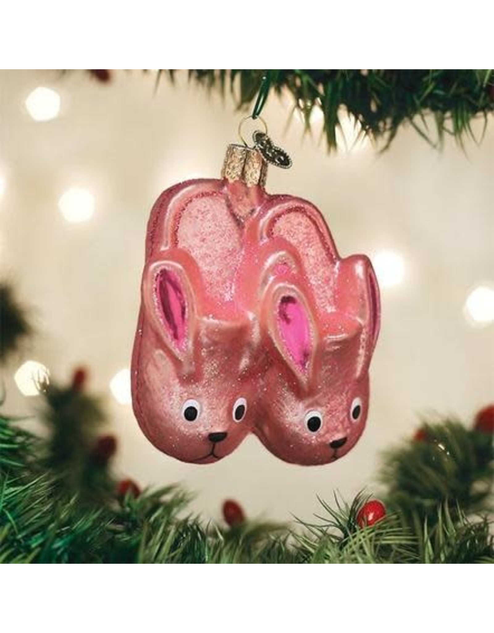 OLD WORLD CHRISTMAS 32406   BUNNY SLIPPERS