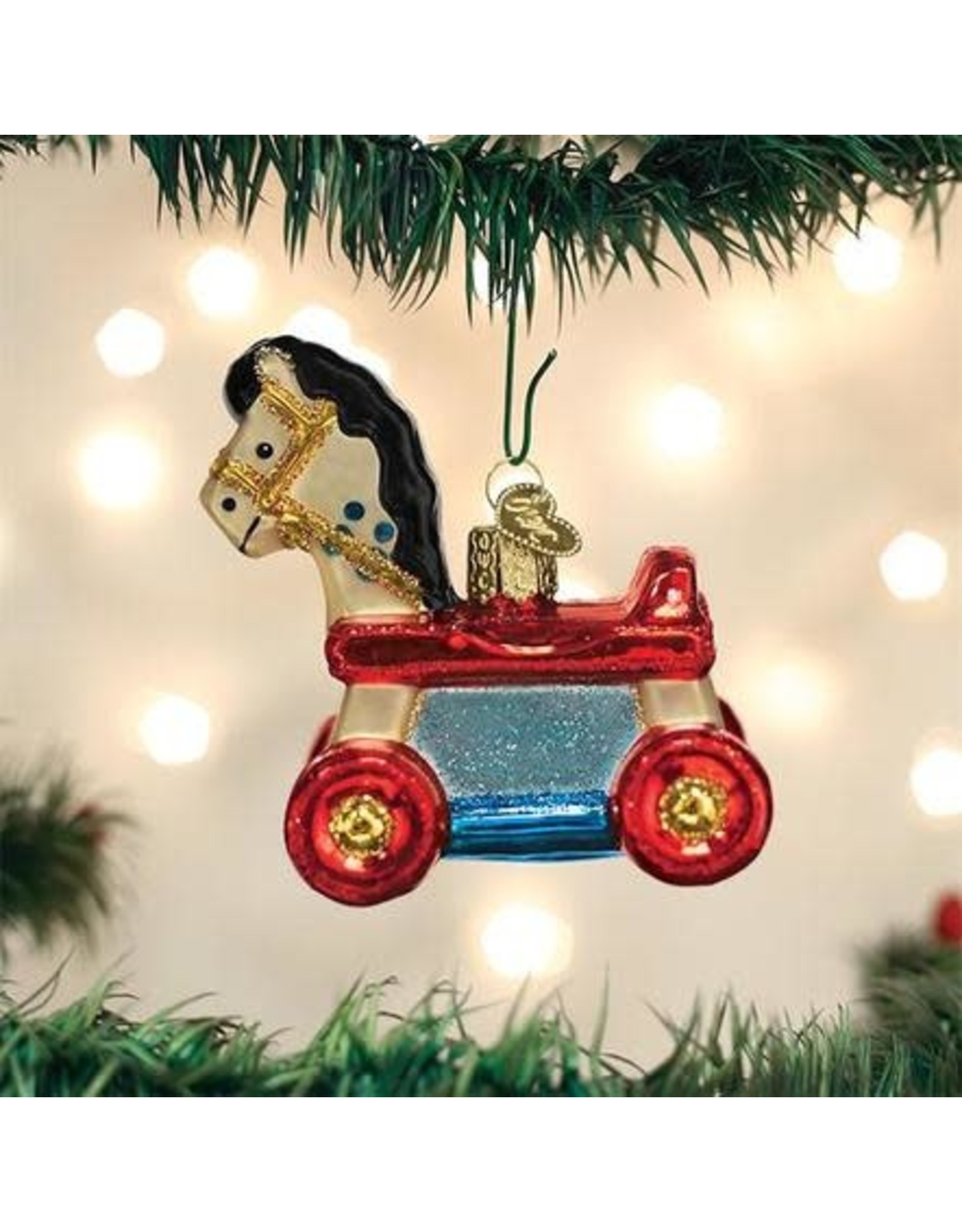 OLD WORLD CHRISTMAS ROLLING HORSE TOY