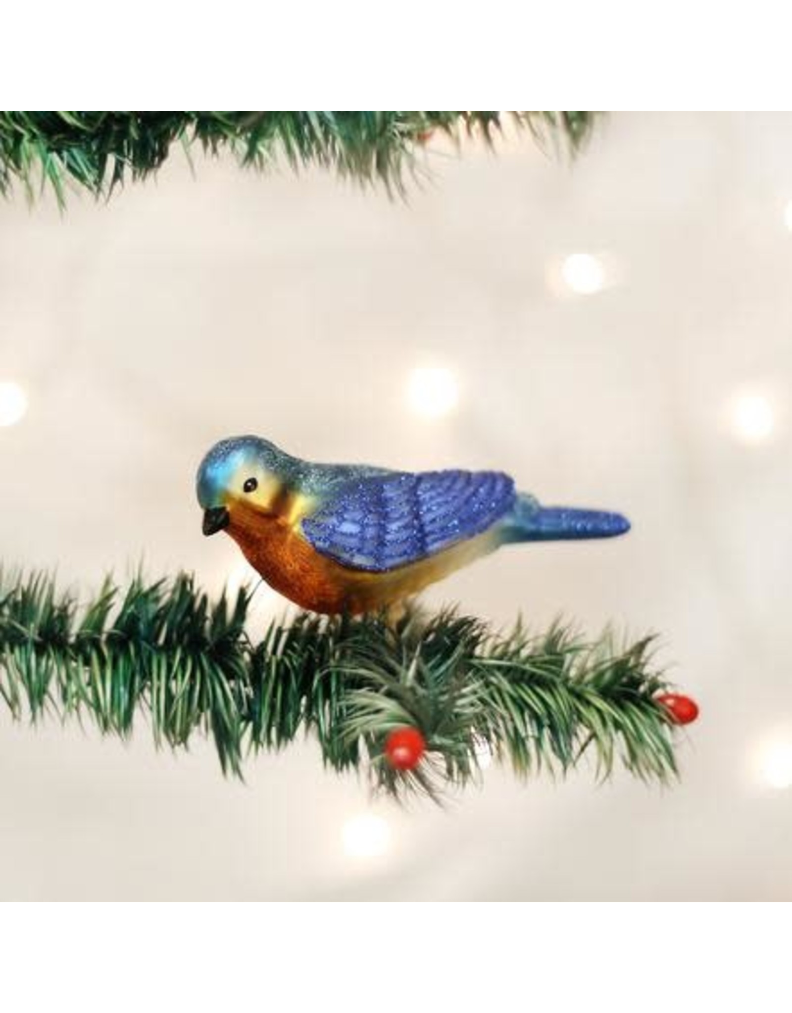 OLD WORLD CHRISTMAS 18043   CLIP-ON WESTERN BLUEBIRD