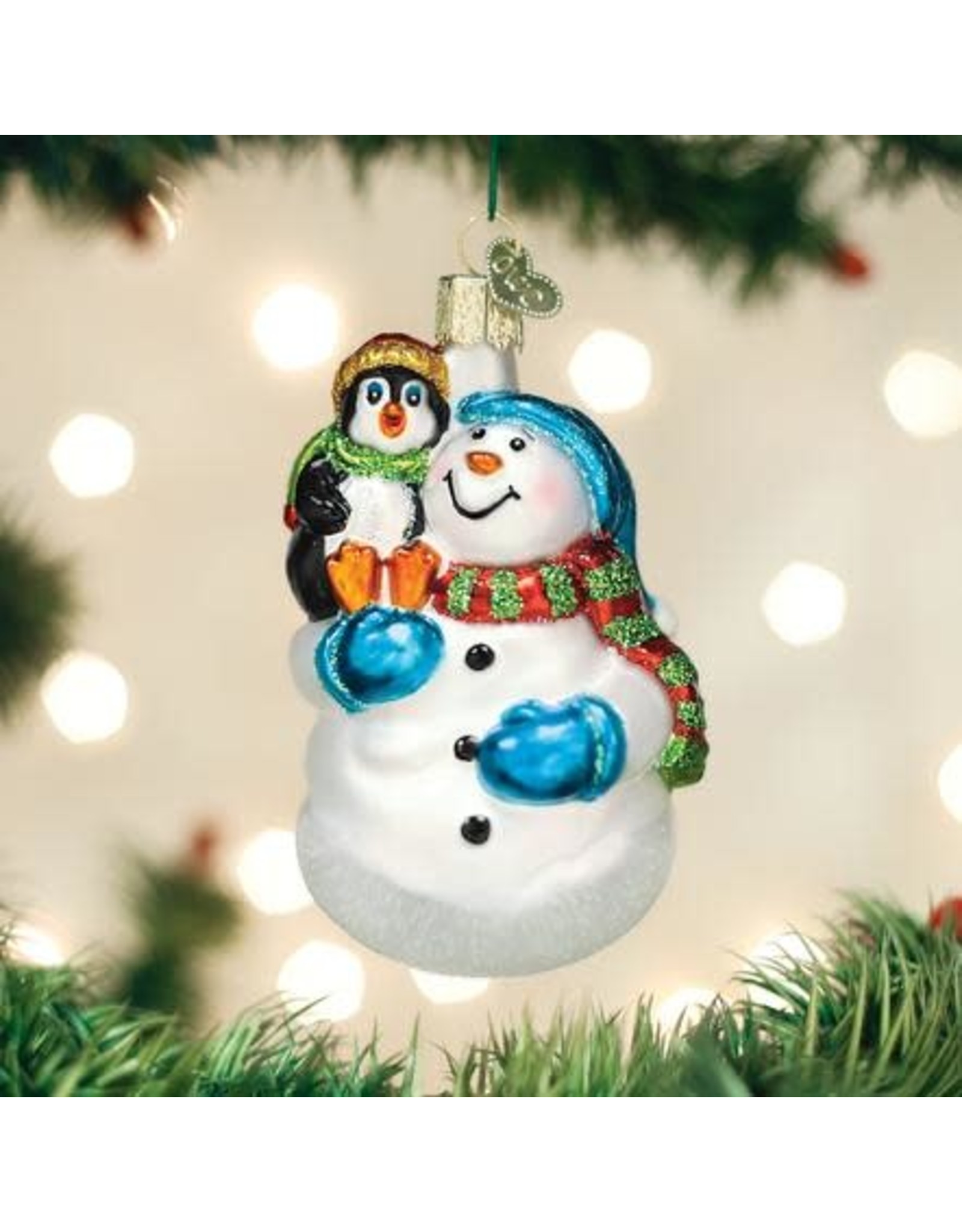 OLD WORLD CHRISTMAS 24181   SNOWMAN WITH PENGUIN PAL
