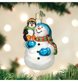 OLD WORLD CHRISTMAS 24181   SNOWMAN WITH PENGUIN PAL