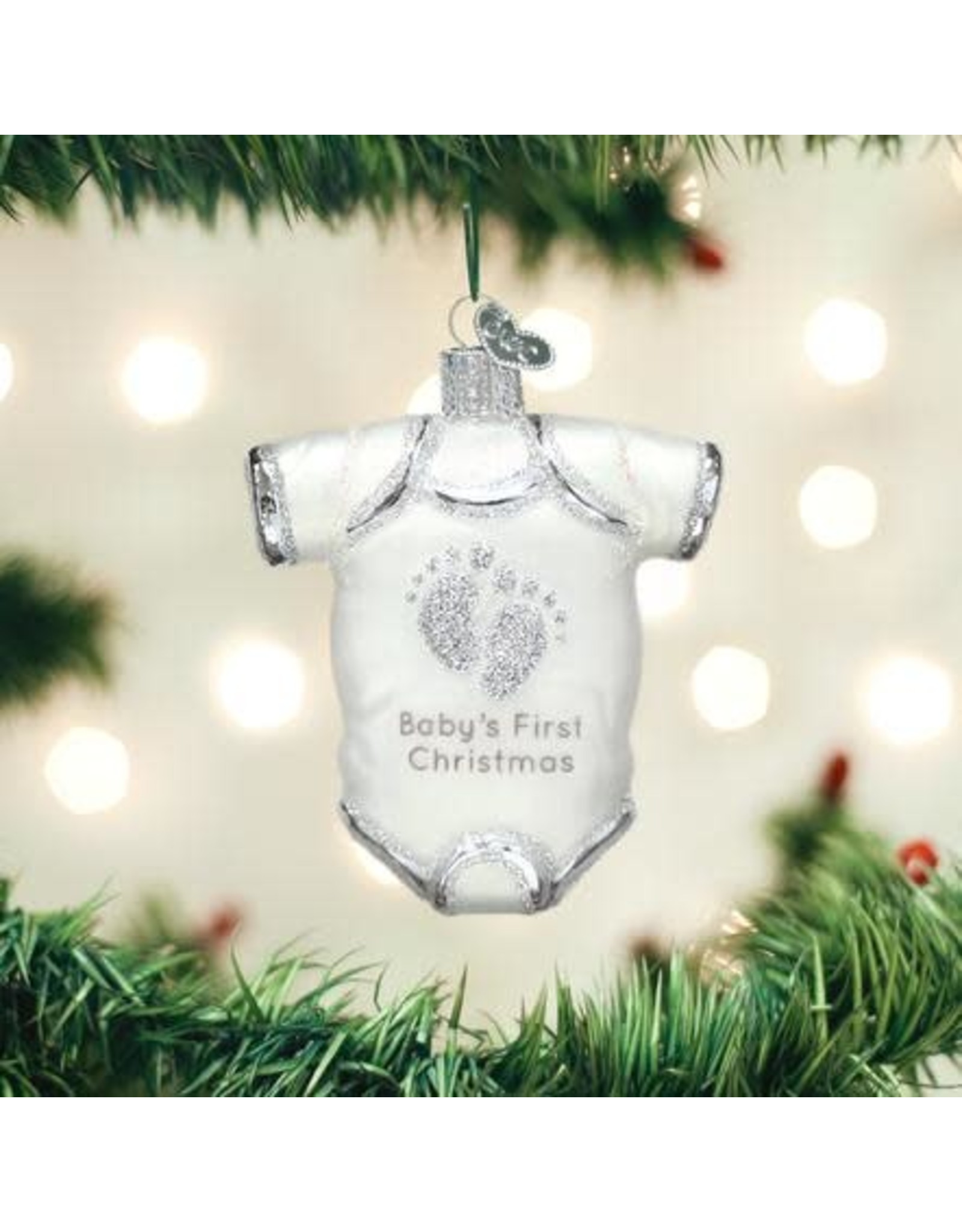OLD WORLD CHRISTMAS WHITE BABY ONESIE