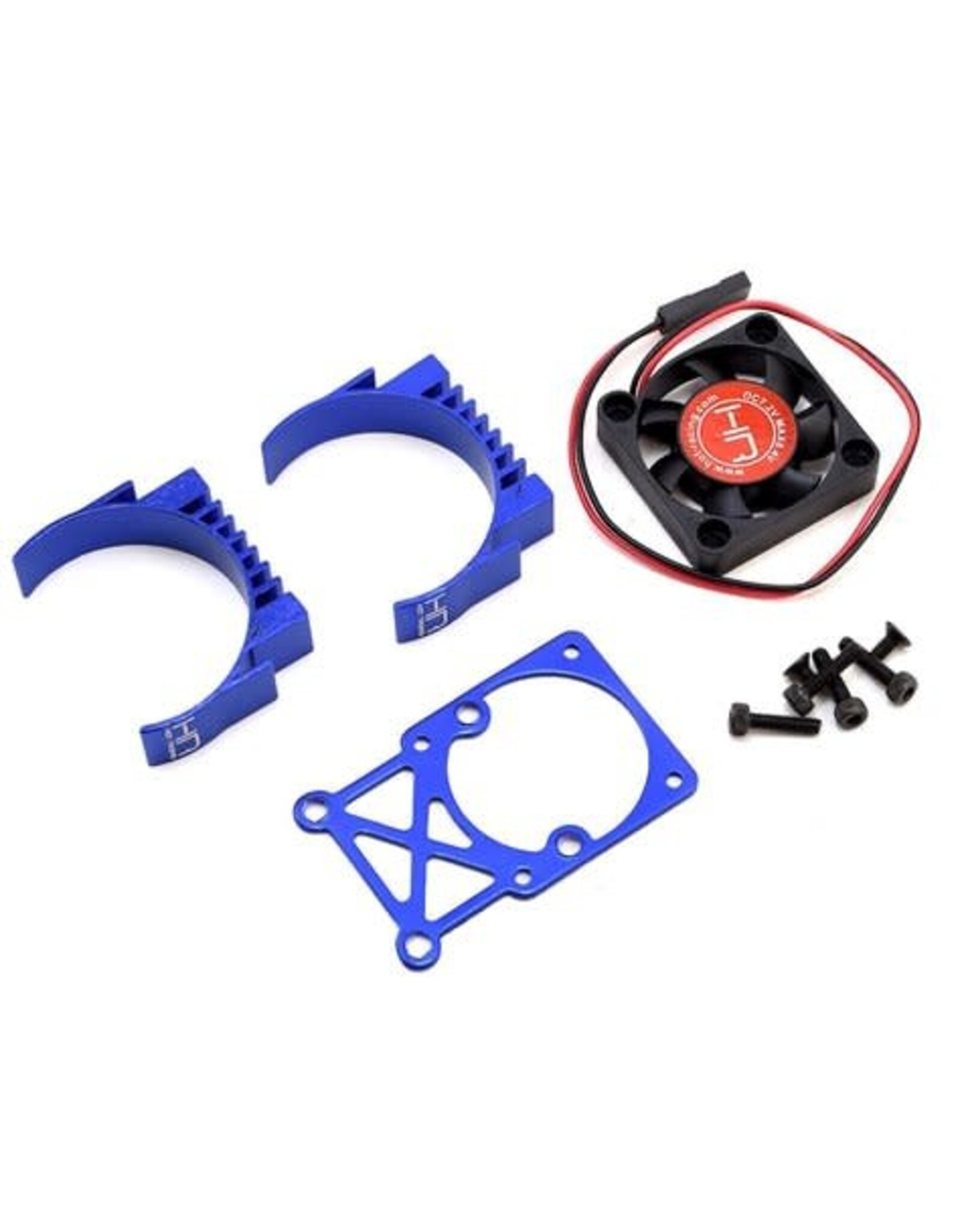 Hot Racing Clip-On Two-Piece Motor Heat Sink W/ Fan (Blue)