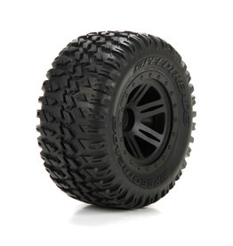 ECX FR/R Tire,Prmnt,Blk Wheel (2):1:10 AMP MT/DB