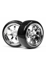 HPI Racing T-Drift Tires, 26mm, Mounted on Rays 57S-Pro Wheels, Chrome