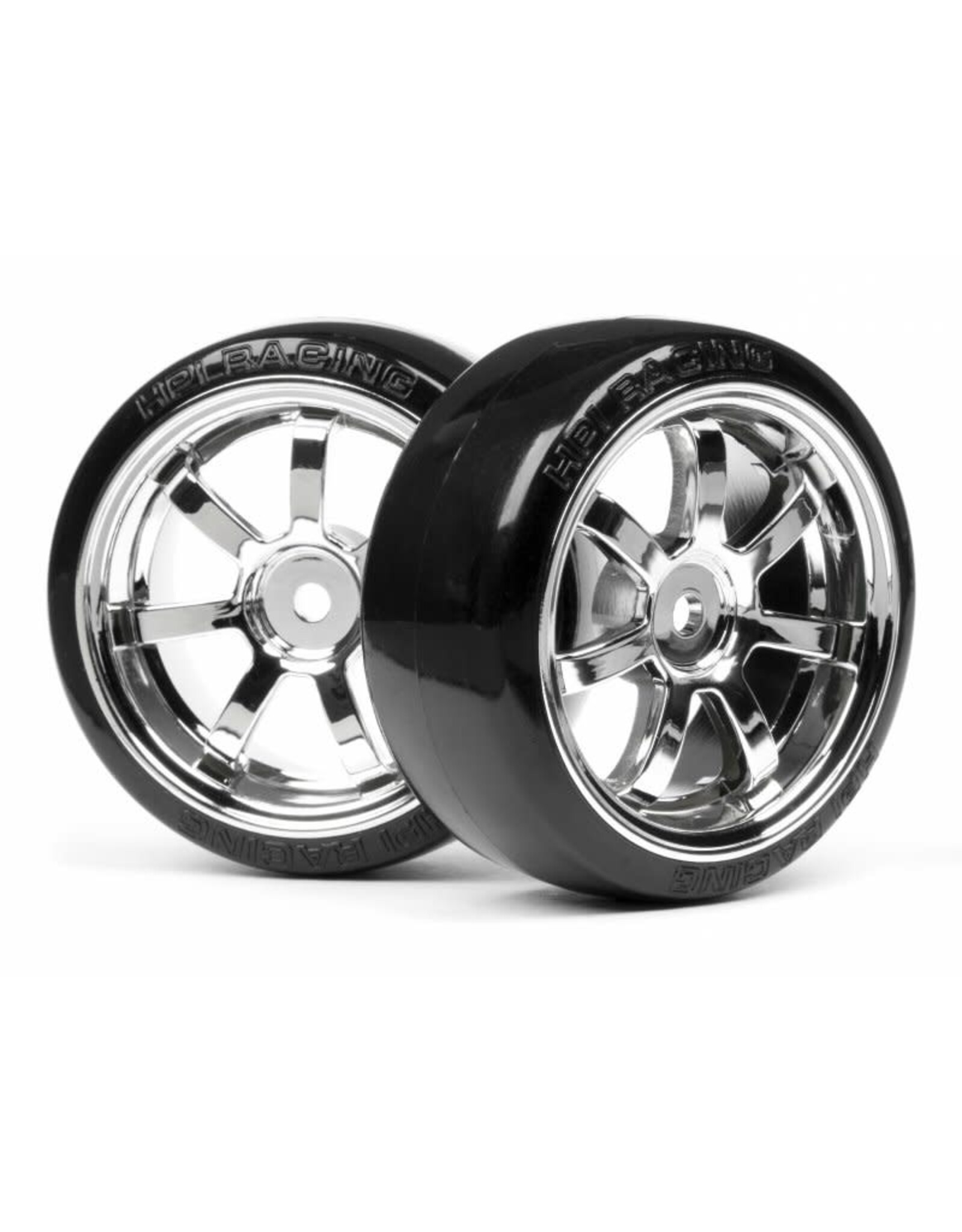 HPI Racing T-Drift Tires, 26mm, Mounted on Rays 57S-Pro Wheels, Chrome
