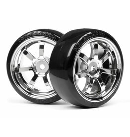 HPI Racing T-Drift Tires, 26mm, Mounted on Rays 57S-Pro Wheels, Chrome