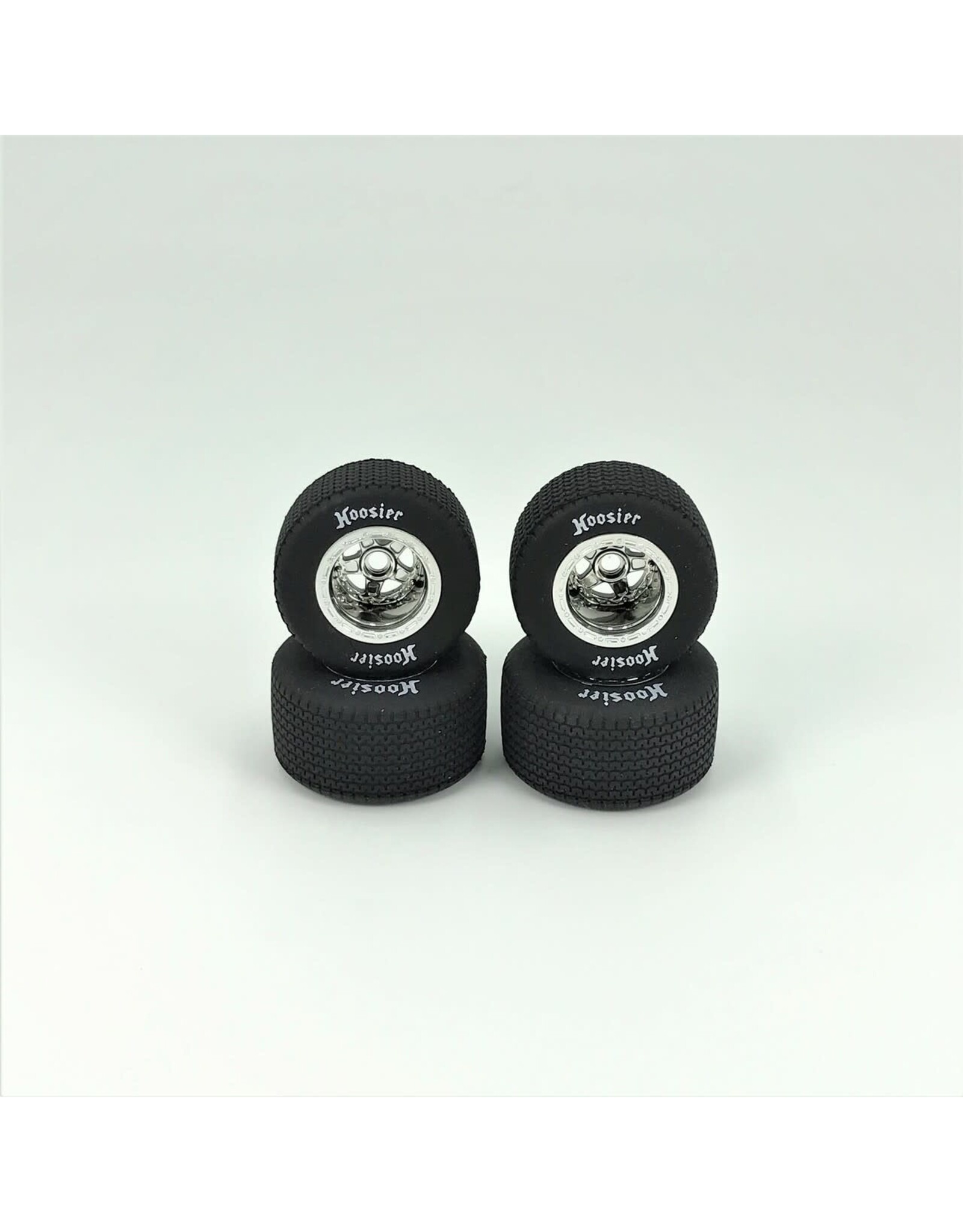 1RC Racing FR/RR Soft Tires & Wheels, Silver Chrome, 1/18 EDM (4)