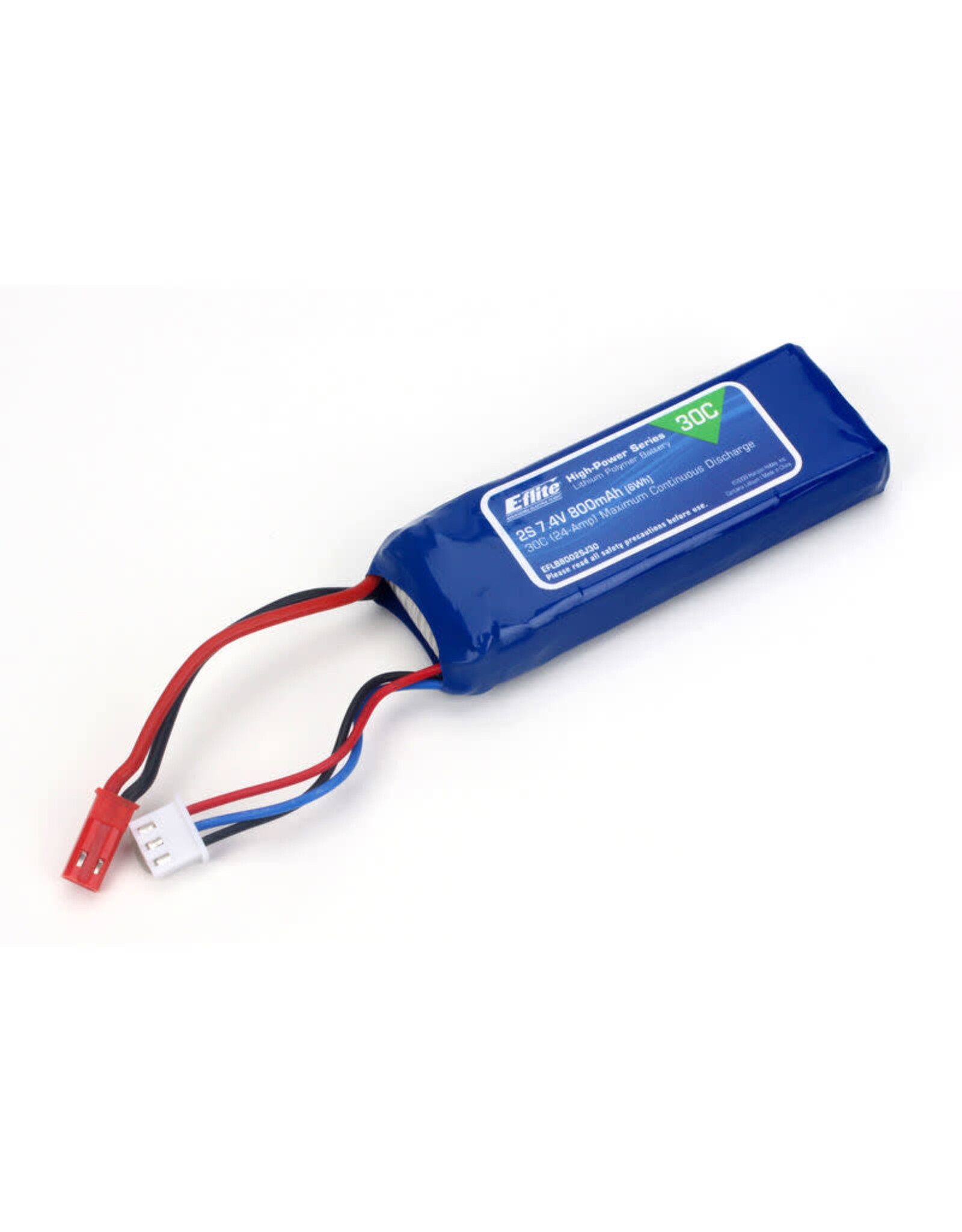 E-flite 7.4V 800mAh 2S 30C LiPo Battery: JST