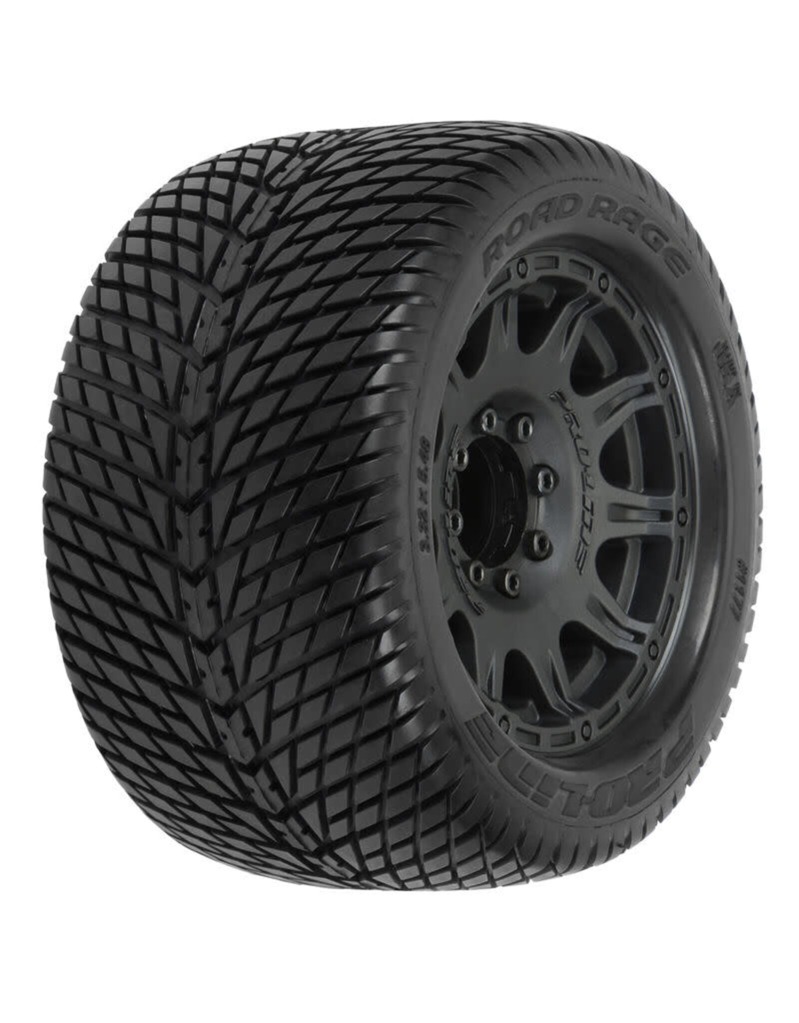 Pro-Line Road Rage 3.8" Street Tires Mtd on Raid Black 8x32 for 17mm MT Fr/Re