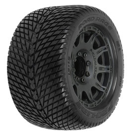 Pro-Line Road Rage 3.8" Street Tires Mtd on Raid Black 8x32 for 17mm MT Fr/Re