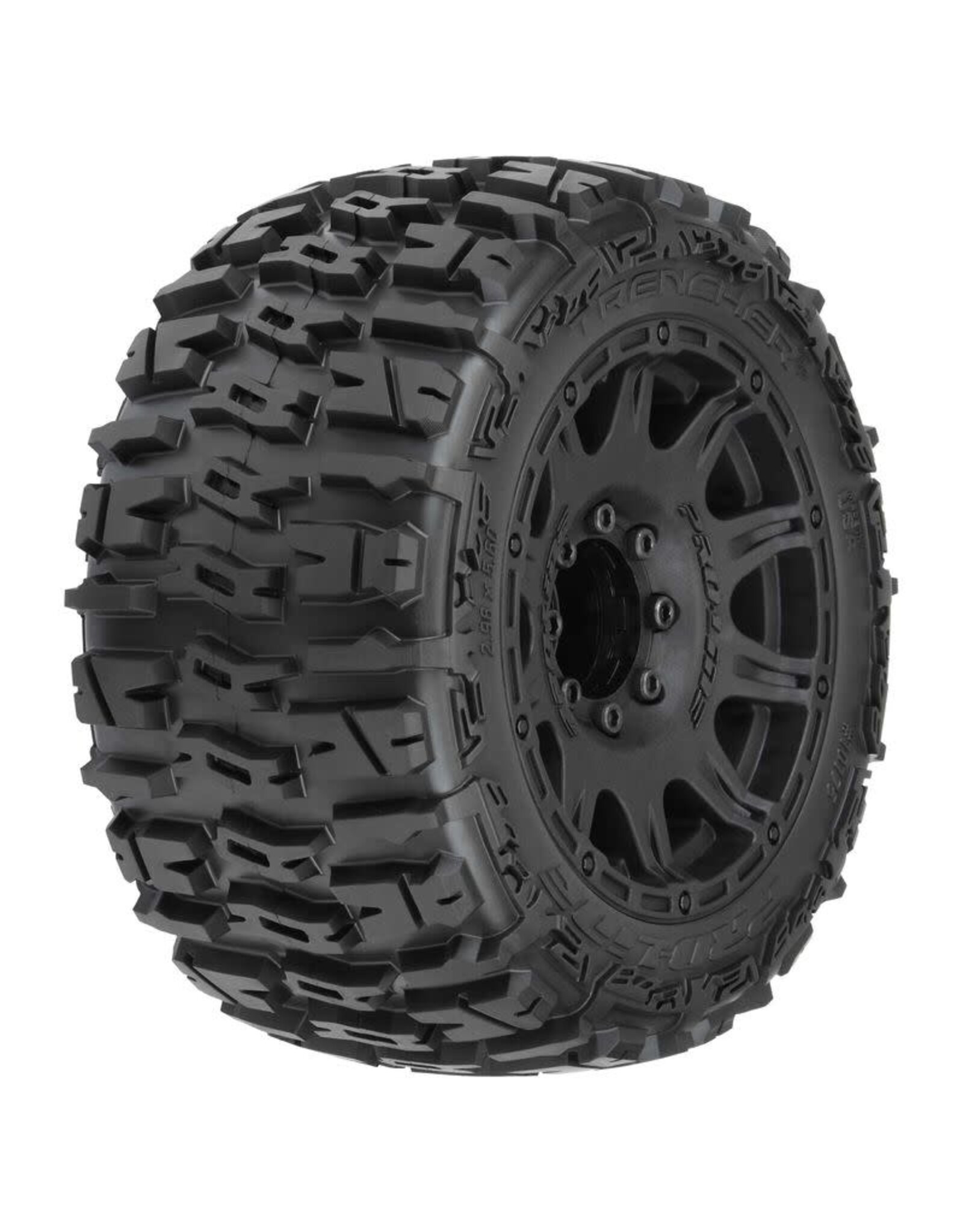 Pro-Line Trencher LP 3.8" Mtd on Raid Black 8x32 for 17mm MT Fr/Re