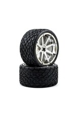 HPI Racing Phaltline Tires, Mounted on 140X70mm Chrome Blast Wheels, Savage X