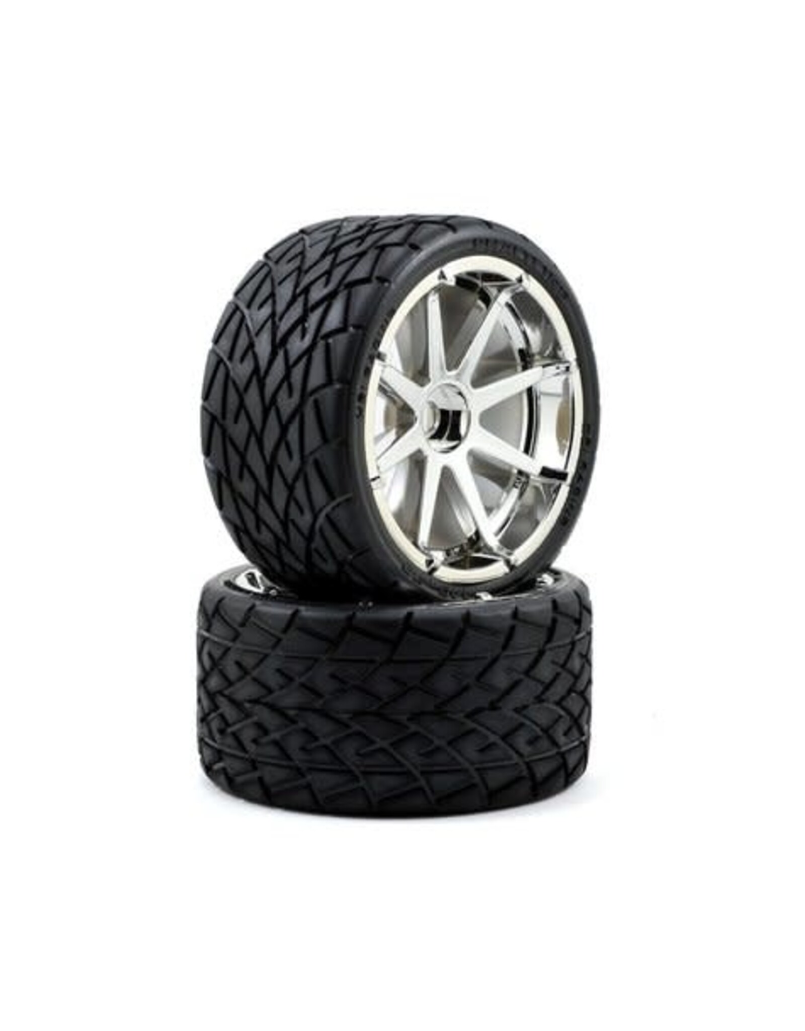 HPI Racing Phaltline Tires, Mounted on 140X70mm Chrome Blast Wheels, Savage X