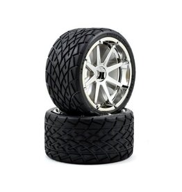 HPI Racing Phaltline Tires, Mounted on 140X70mm Chrome Blast Wheels, Savage X