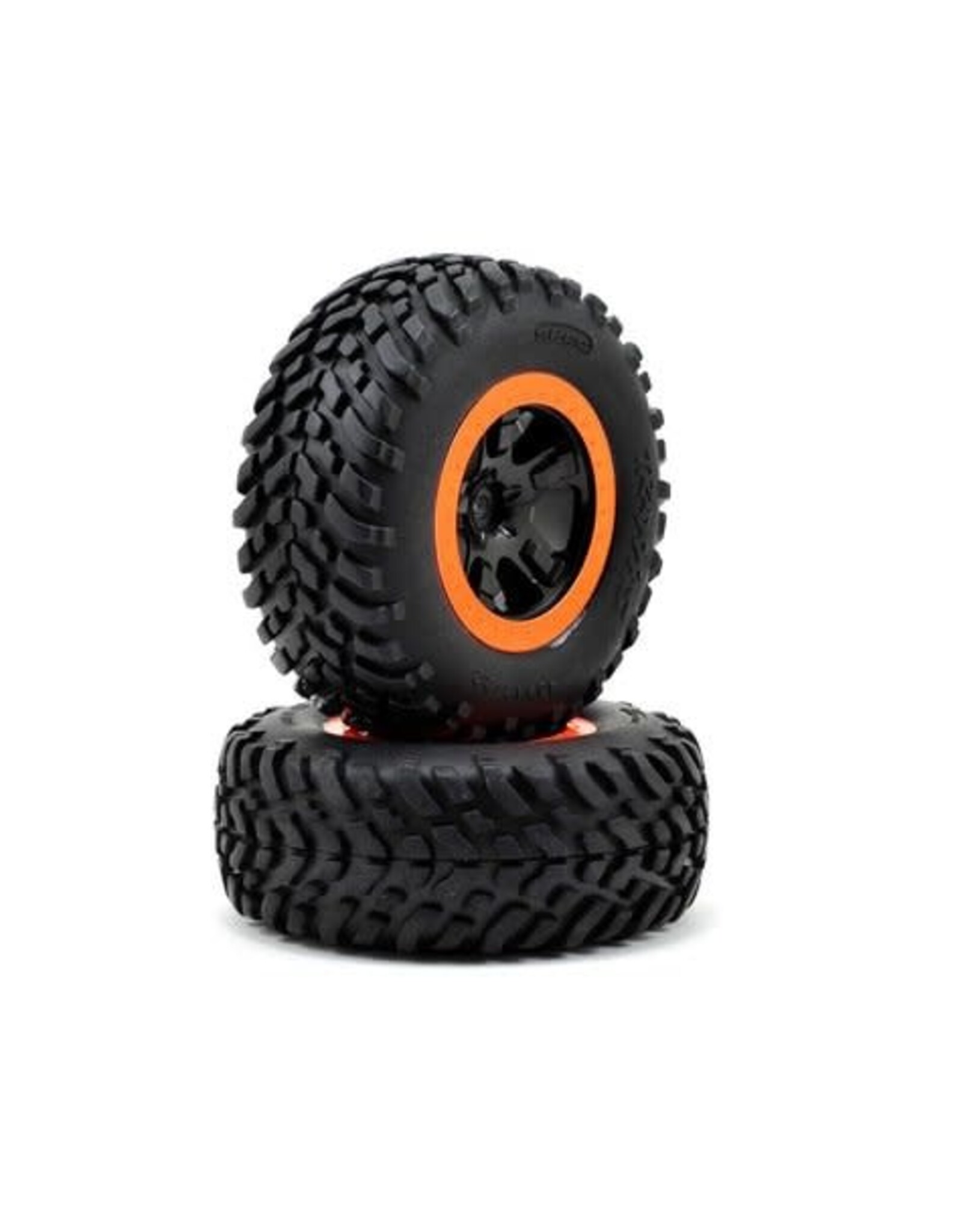 Traxxas Traxxas Tires & wheels, assembled, glued (SCT black, orange bead