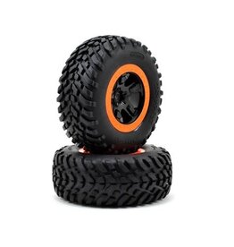 Traxxas Traxxas Tires & wheels, assembled, glued (SCT black, orange bead
