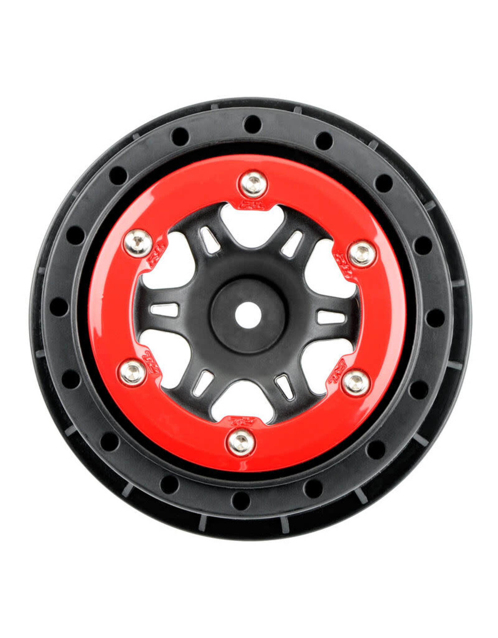 Pro-Line Split Six 2.2"/3.0" Red/Black Bead-Loc Fr Wheels (2)