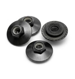 HPI Racing Flanged Lock Nut, M5X8mm, Black, (4pcs)