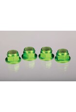 Traxxas 4mm Aluminum Flanged Serrated Nuts (Green) (4)