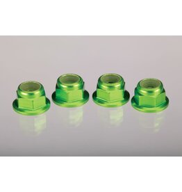 Traxxas 4mm Aluminum Flanged Serrated Nuts (Green) (4)