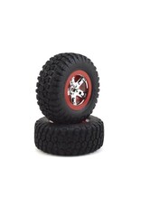 Traxxas Traxxas Tires & wheels, assembled, glued (SCT chrome, red beadlock